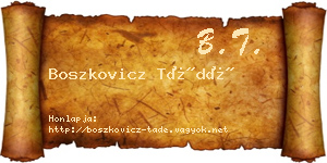 Boszkovicz Tádé névjegykártya